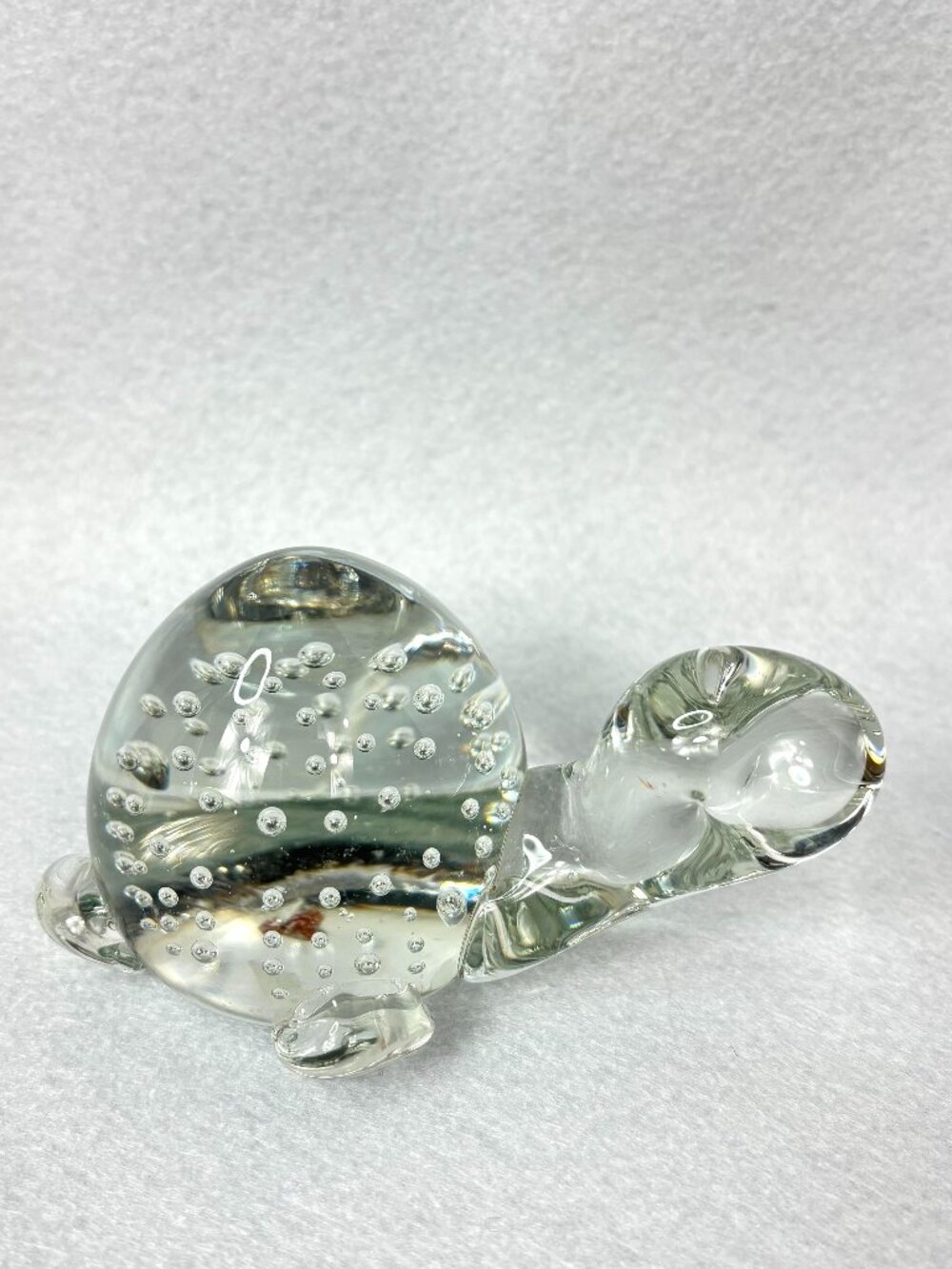 Hand Blown Glass Turtle Paperweight Bubble Art Glass Figurine